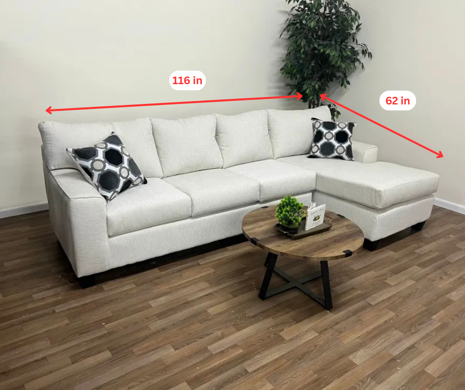 Lexington 2-Piece White Sectional Sofa with Chaise