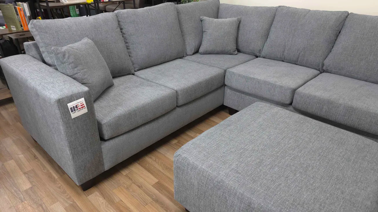 Camden 2-Piece Blue-Gray Fabric Sectional Sofa with Ottoman