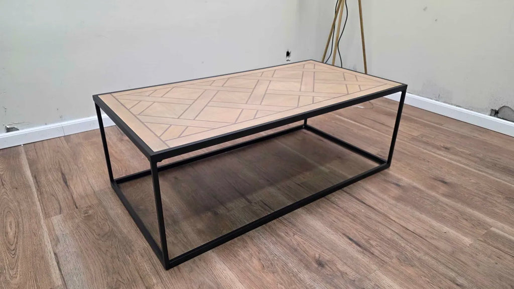 48" Parquet Top Wood Coffee Table