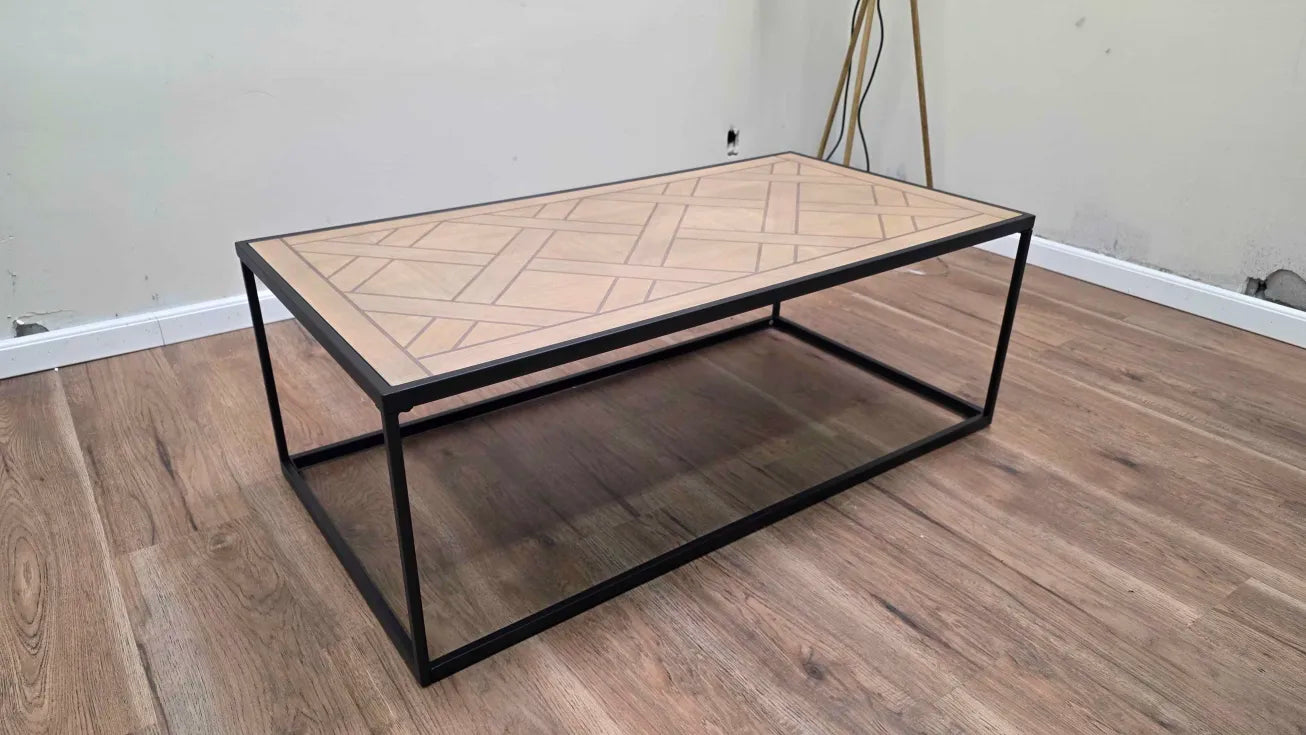 48" Parquet Top Wood Coffee Table