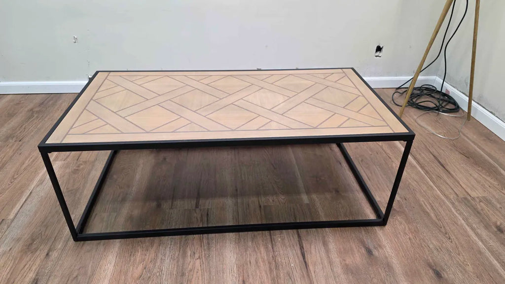 48" Parquet Top Wood Coffee Table