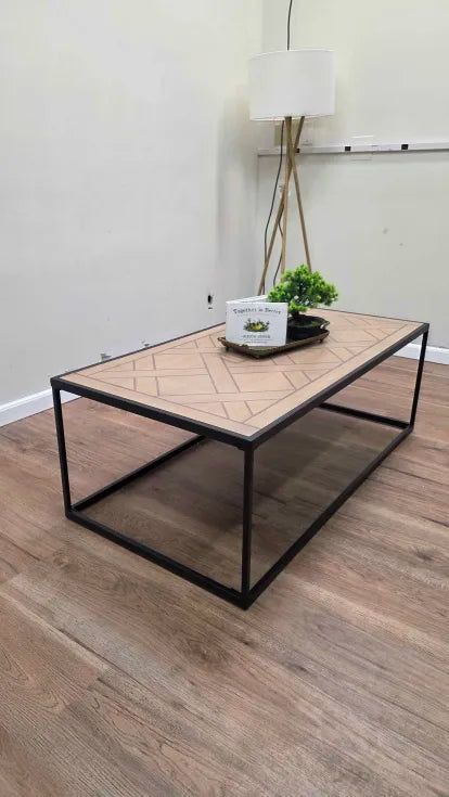 48" Parquet Top Wood Coffee Table