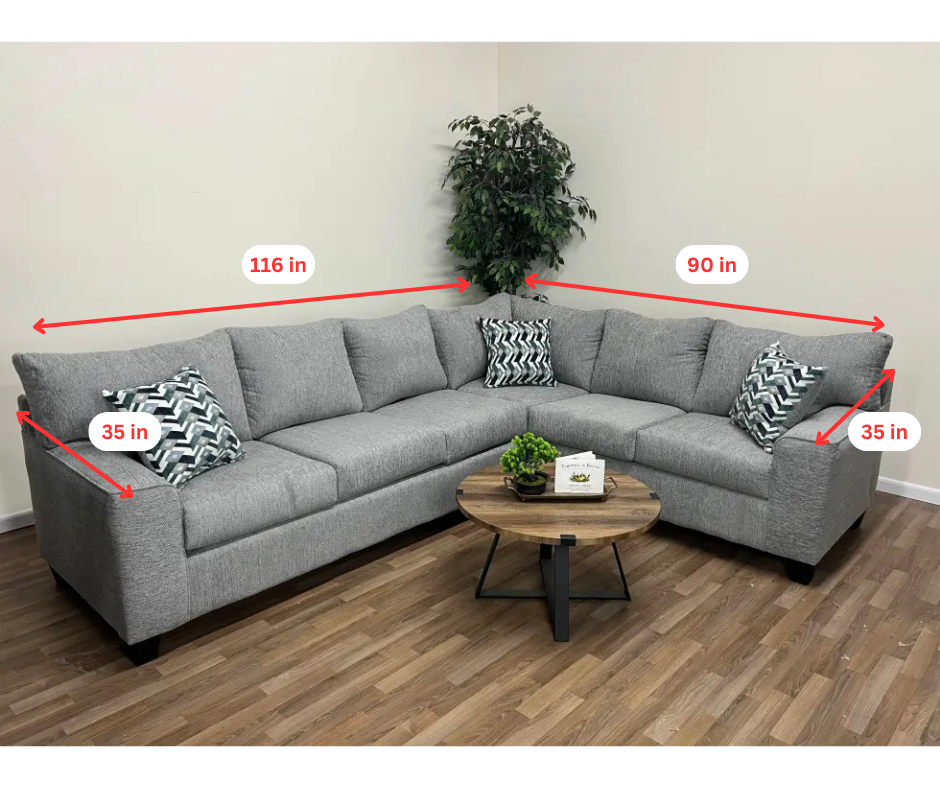 Monroe Charcoal Gray L-Shape Sectional Sofa