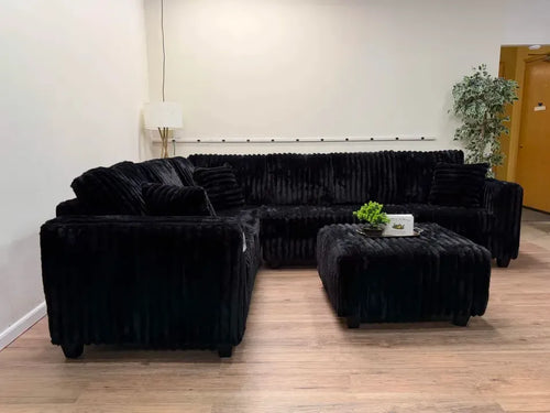 Camden 2 Piece Corduroy Sectional with Ottoman