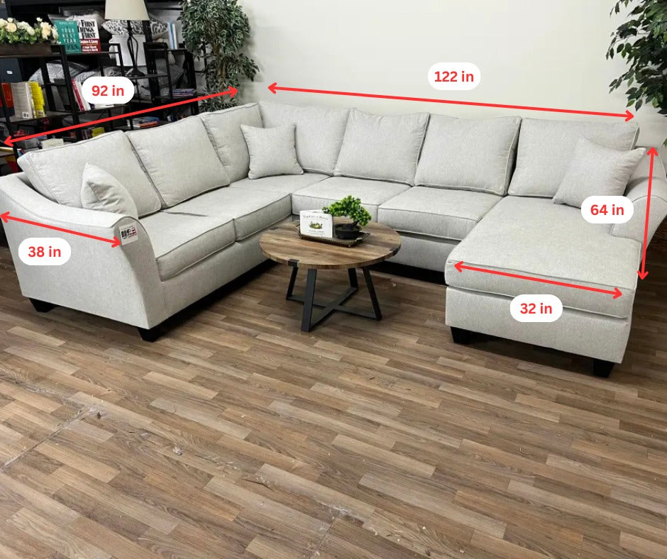 Brixton 3 Piece Sectional Couch - Biege