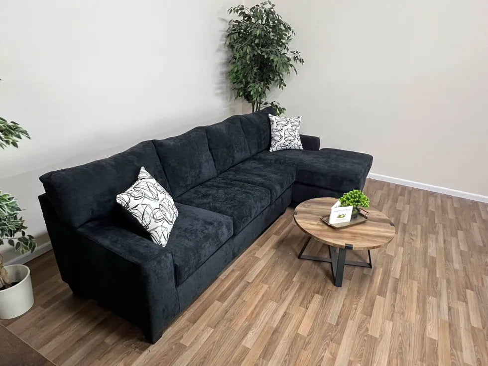 Lexington 2-Piece Black Sectional Sofa with Chaise