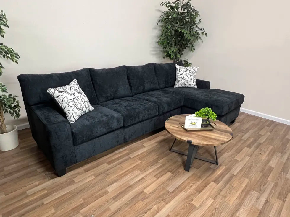 Lexington 2-Piece Black Sectional Sofa with Chaise