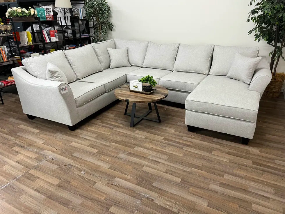 Brixton White 3-Piece U-Shape Sectional Sofa with Chaise