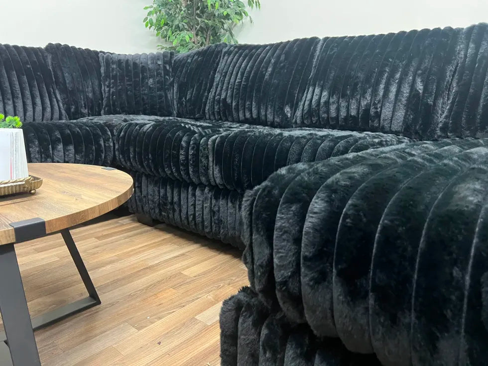 Ashton 3-Piece Black Corduroy Sectional