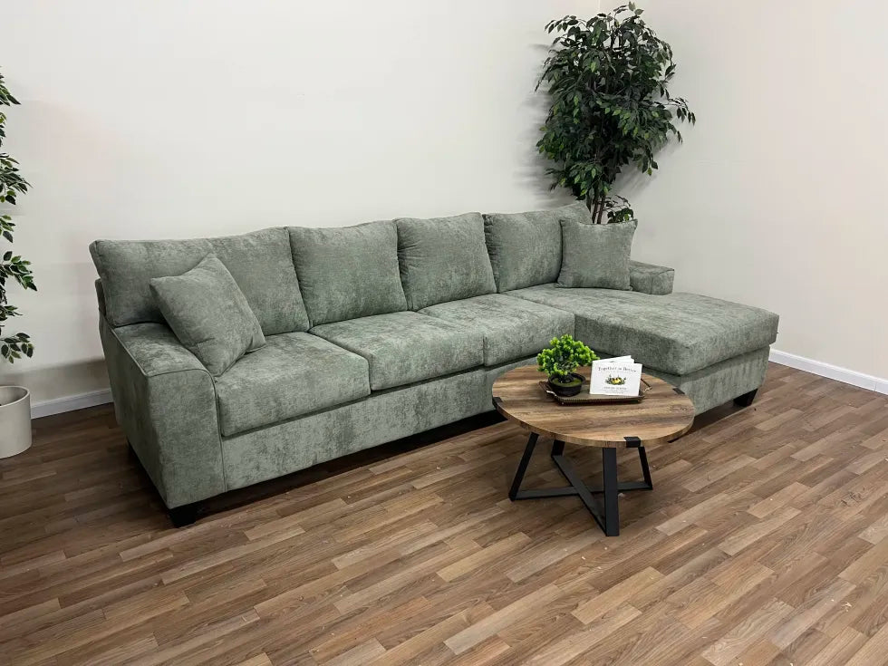 Lexington 2-Piece Green Sectional Sofa with Chaise