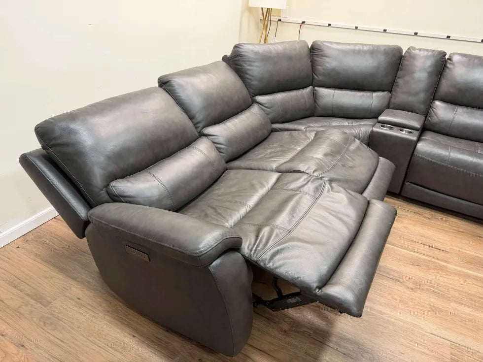 Wylder Leather Power Reclining Sectional with Power Headrests
