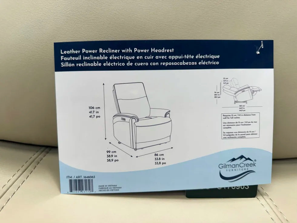 Sanders Leather Power Recliner with Power Headrest