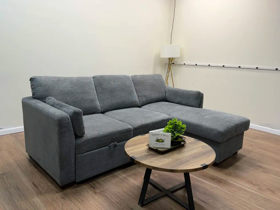Coddle Luke Sleeper Sofa with Reversible Chaise and Storage, Gray