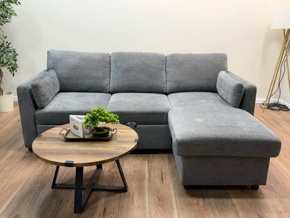 Coddle Luke Sleeper Sofa with Reversible Chaise and Storage, Gray