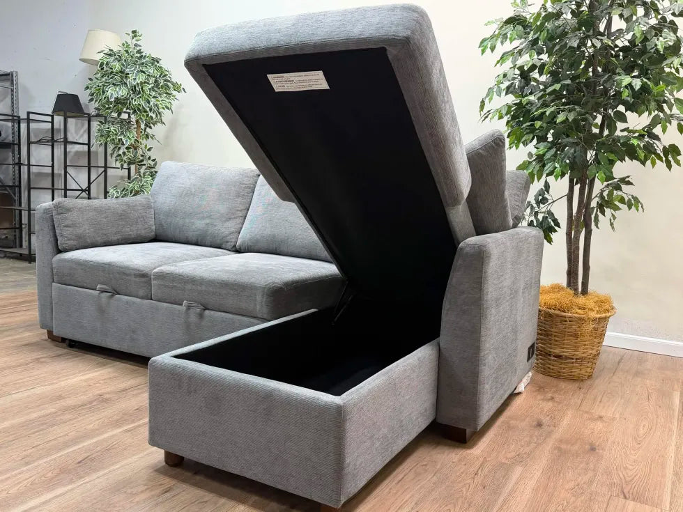 Coddle Luke Sleeper Sofa with Reversible Chaise and Storage, Gray