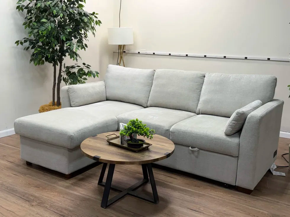Coddle Luke Sleeper Sofa with Reversible Chaise and Storage, Beige