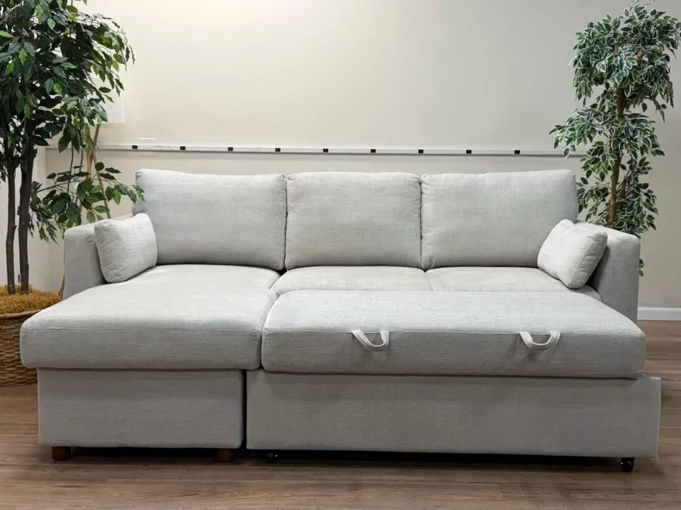 Coddle Luke Sleeper Sofa with Reversible Chaise and Storage, Beige