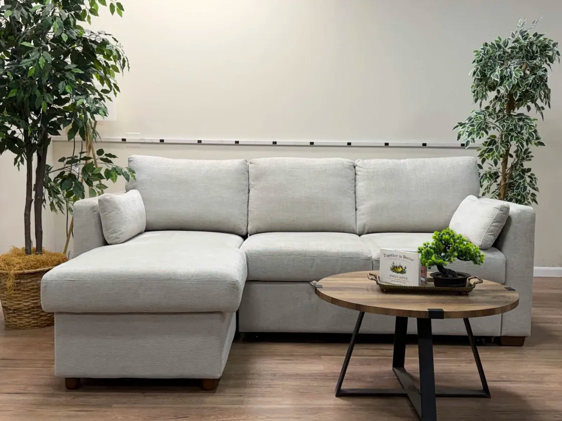 Coddle Luke Sleeper Sofa with Reversible Chaise and Storage, Beige