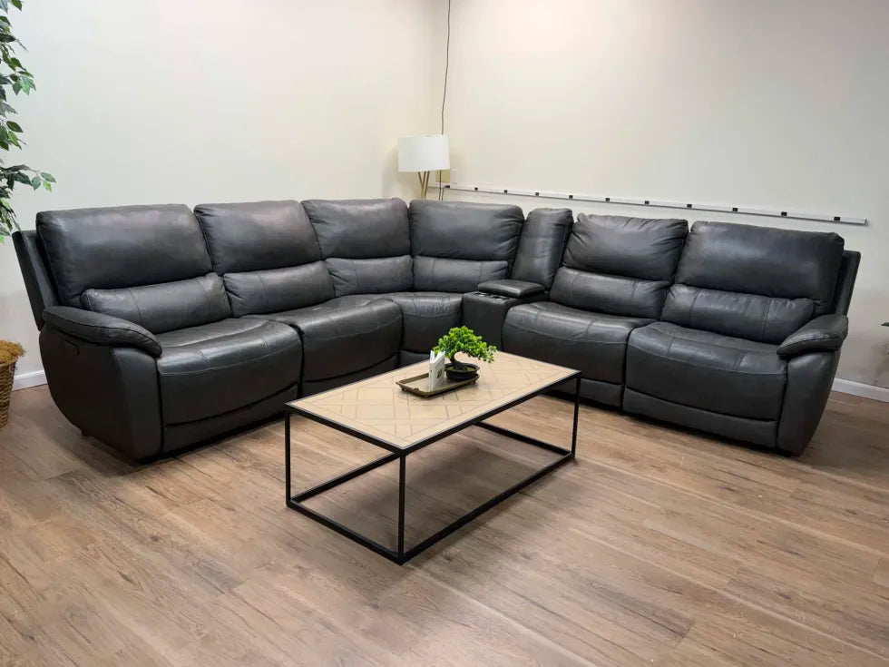 Wylder Leather Power Reclining Sectional with Power Headrests