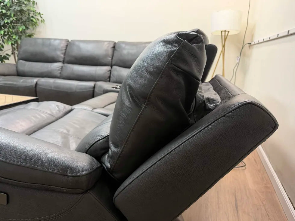 Wylder Leather Power Reclining Sectional with Power Headrests