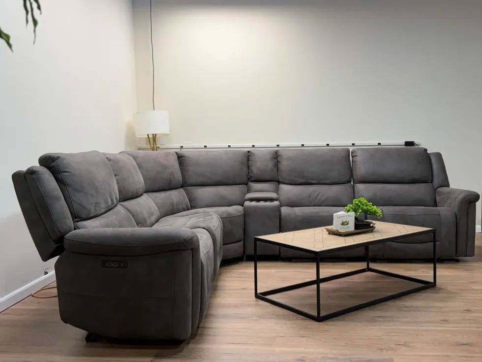 Carlin Fabric Power Reclining Sectional Couch