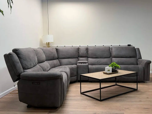 Carlin Fabric Power Reclining Sectional Couch
