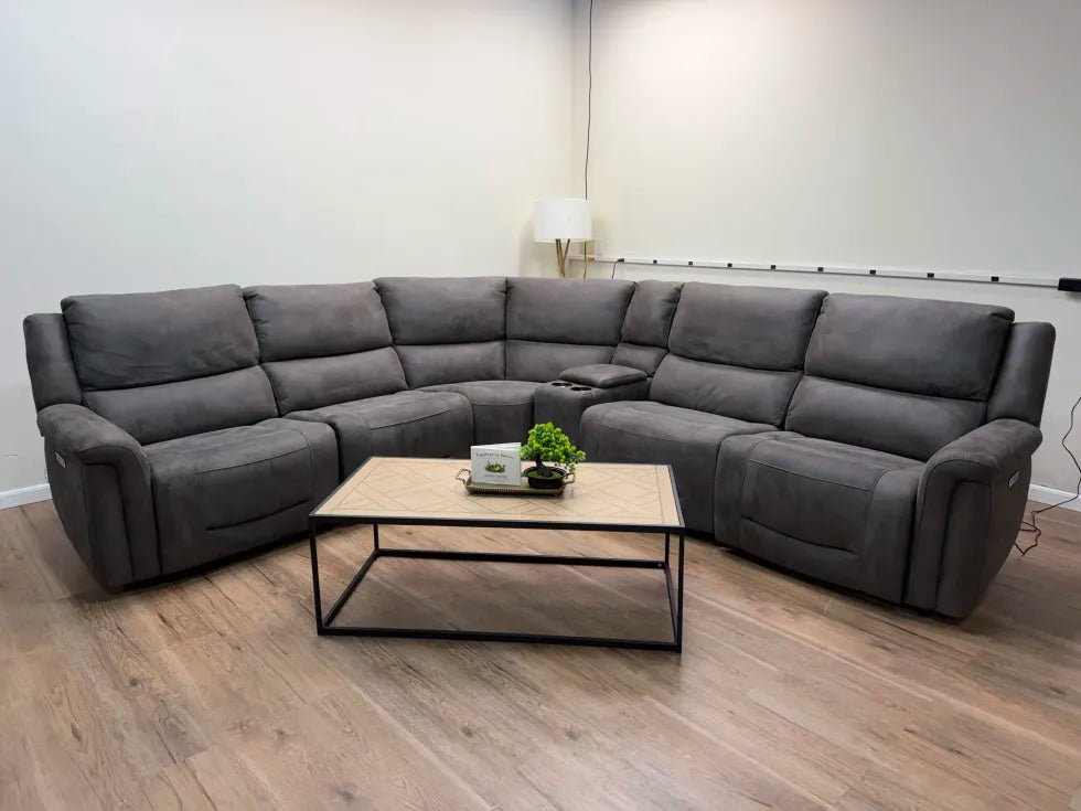 Carlin Fabric Power Reclining Sectional Couch