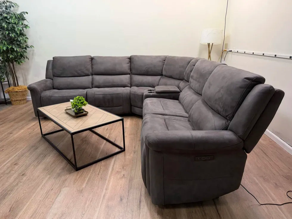 Carlin Fabric Power Reclining Sectional Couch