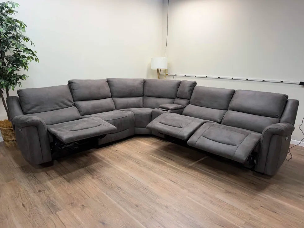 Carlin Fabric Power Reclining Sectional Couch