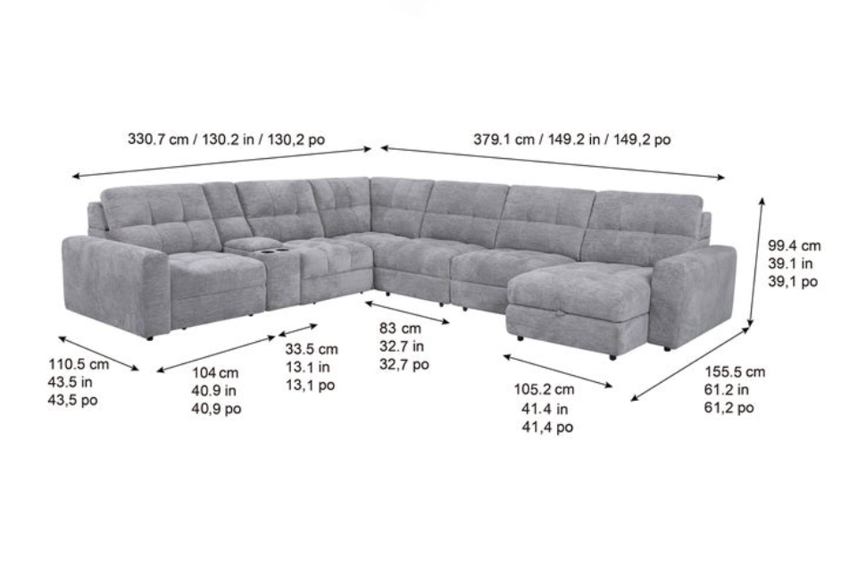 Emma Fabric Power Reclining Sectional