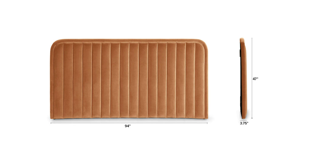 Rolph King Velvet Headboard - Plush Pacific Rust