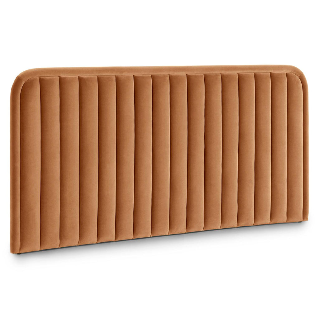 Rolph King Velvet Headboard - Plush Pacific Rust