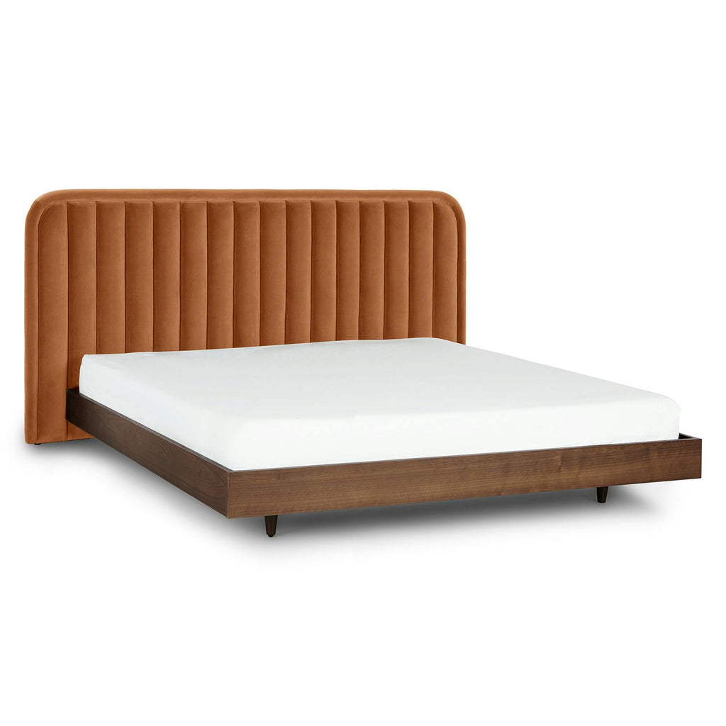Rolph King Velvet Headboard - Plush Pacific Rust