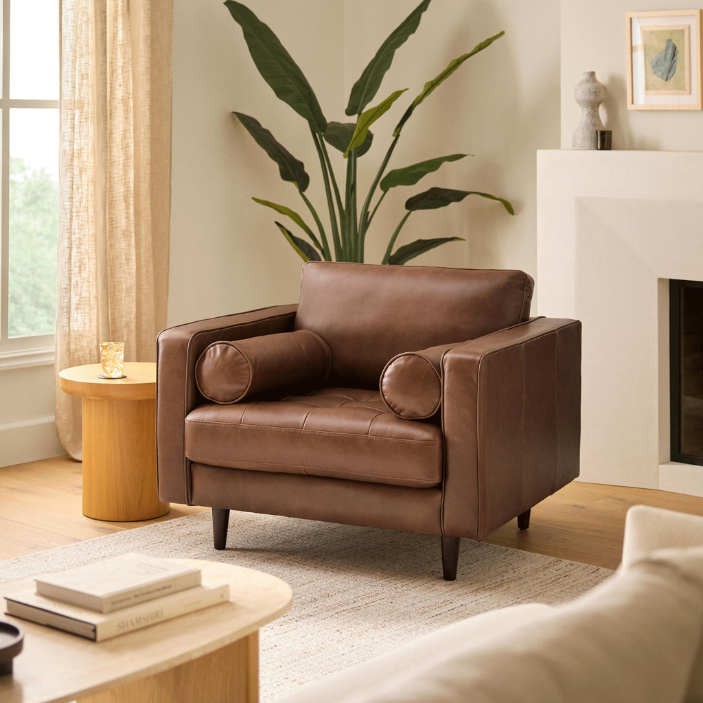 Sven 42" Tufted Leather Lounge Chair