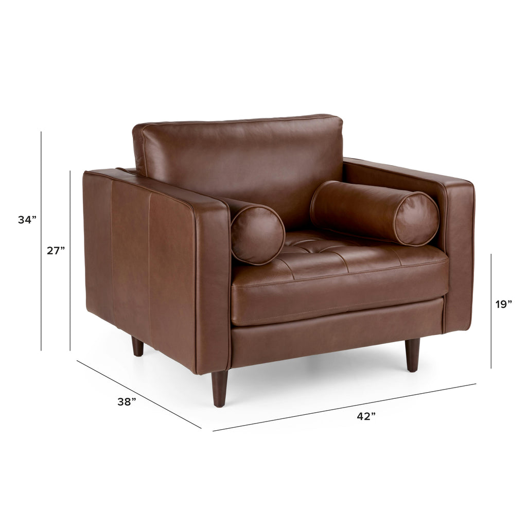 Sven 42" Tufted Leather Lounge Chair