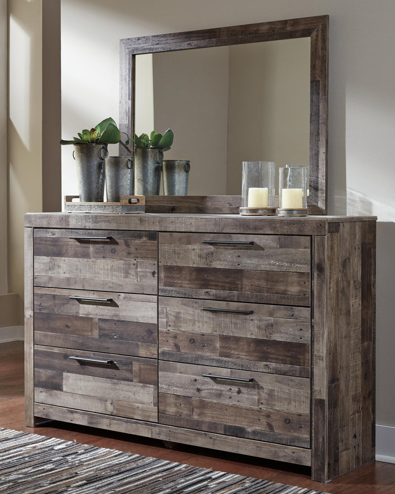 Derekson Full Panel Headboard Bed with Mirrored Dresser