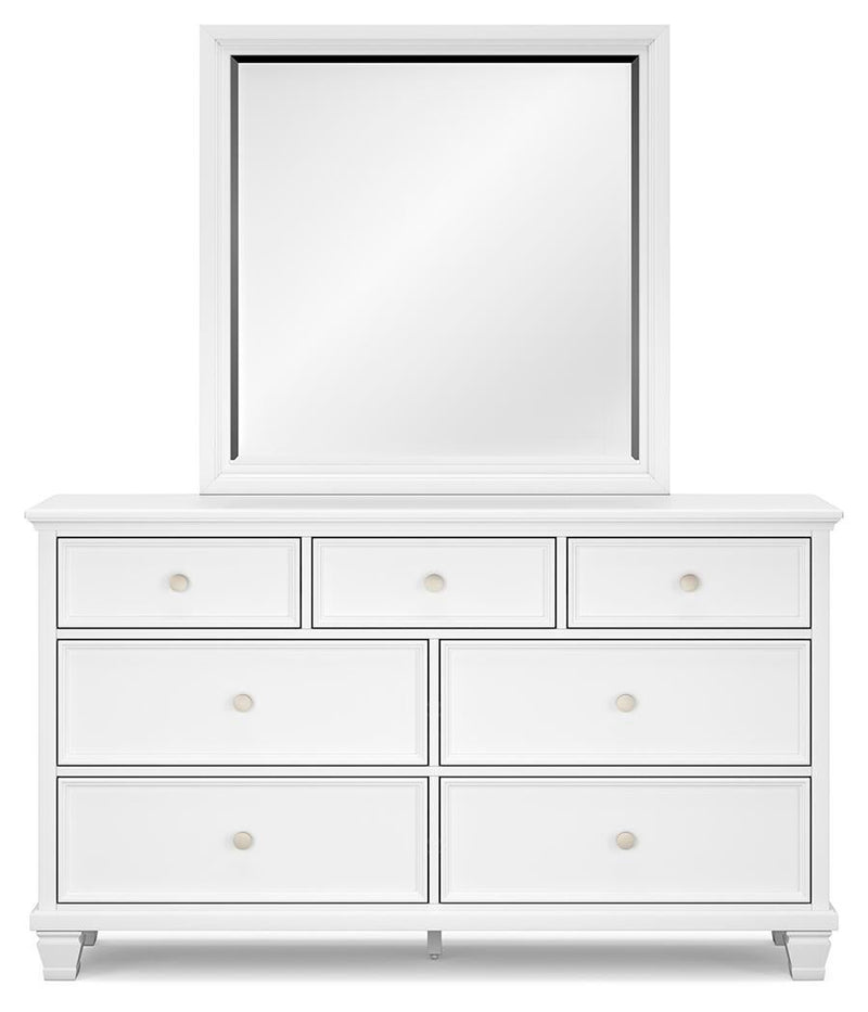 Fortman King Panel Bed with Mirrored Dresser