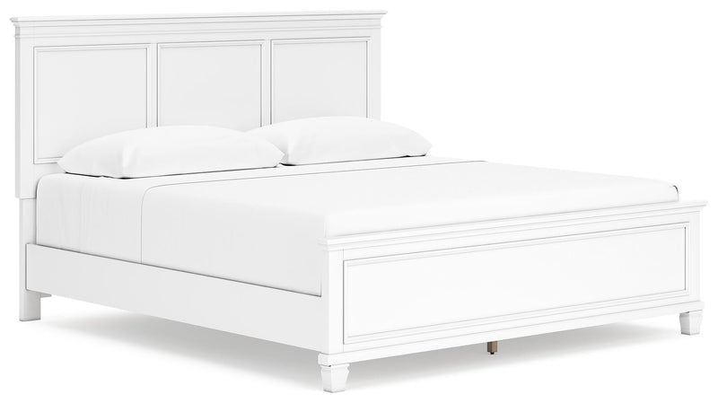 Fortman King Panel Bed with Mirrored Dresser and Nightstand