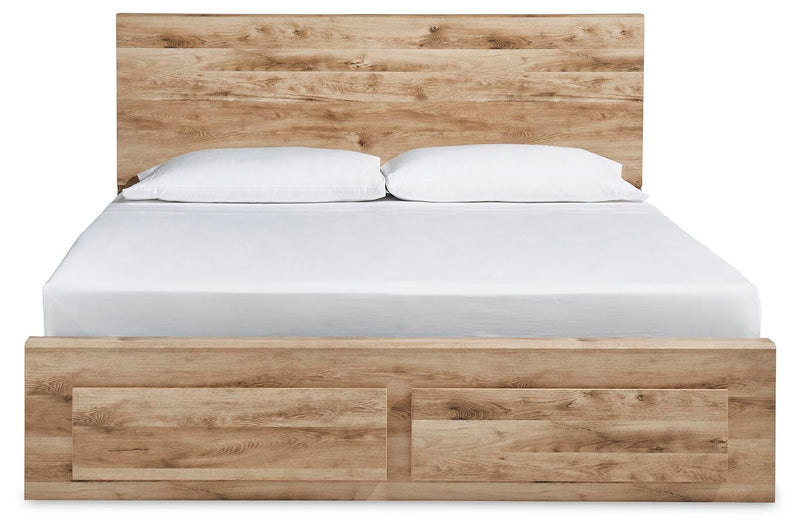 Hyanna Queen Panel Storage Bed, Dresser, Mirror and Nightstand