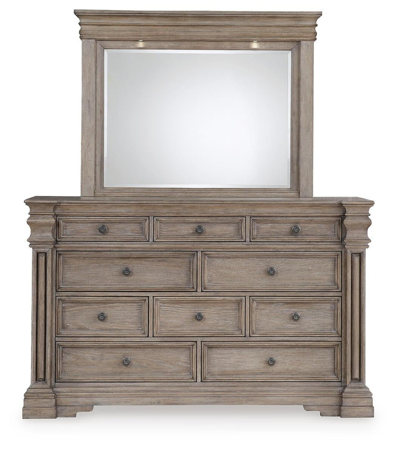 Blairhurst California King Panel Bed with Mirrored Dresser