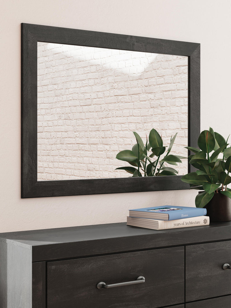 Delmorta Twin Panel Bed with Storage, Dresser and Mirror