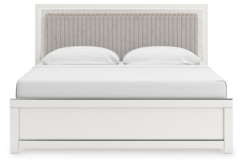Birmonton King Upholstered Panel Bed, Dresser, Mirror and Nightstand