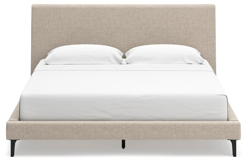 Cielden King Upholstered Bed with Roll Slats, Dresser, Mirror and Nightstand