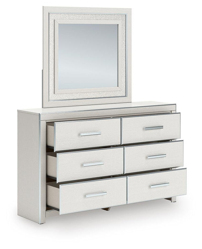 Birmonton Queen Upholstered Panel Platform Bed, Dresser, Mirror and Nightstand