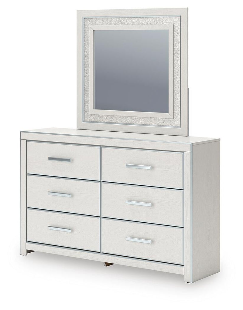 Birmonton Queen Upholstered Panel Platform Bed, Dresser, Mirror and Nightstand