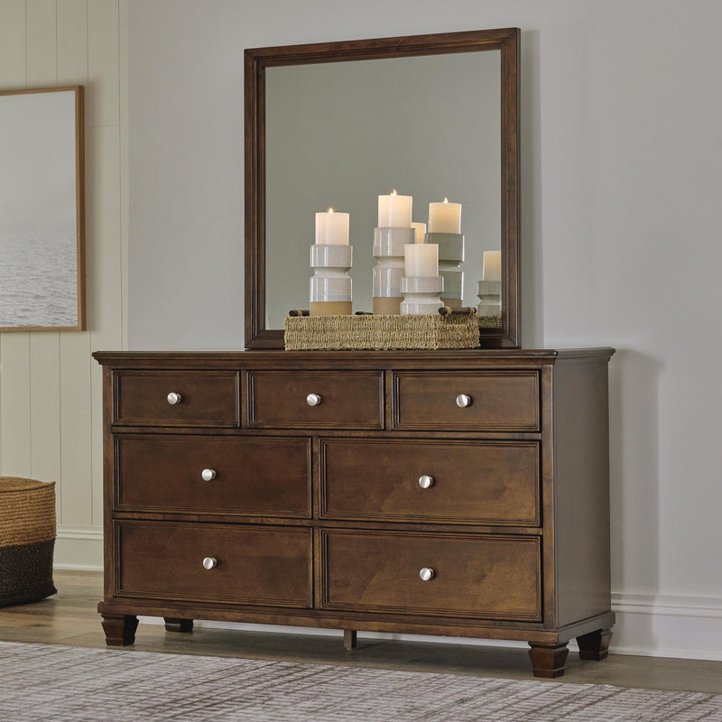 Danabrin California King Panel Storage Bed, Dresser, Mirror and Nightstand
