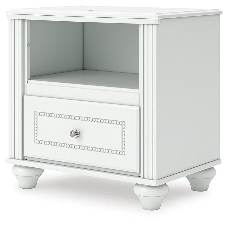 Maylilly Twin Upholstered Panel Bed, Dresser, Mirror and Nightstand